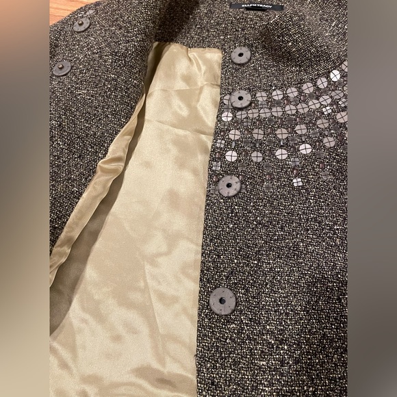 Ellen Tracy Wool Embellished Swing Coat Holiday Jacket - Picture 12 of 14